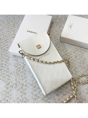 Chanel GWP Coco Crush White Leather Crossbody Phone Bag